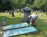 Putting a wreath on the Pierpont Burials